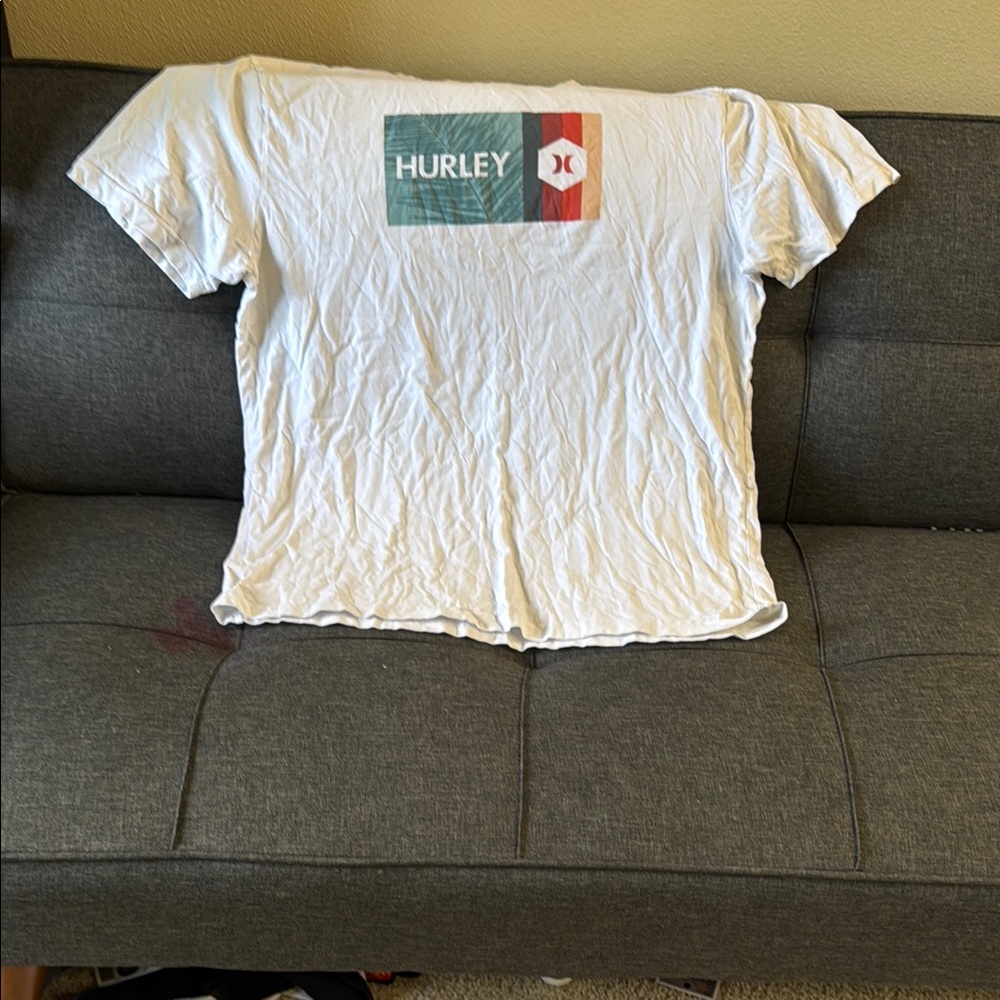 Hurley White Tee with Red and Green Graphic